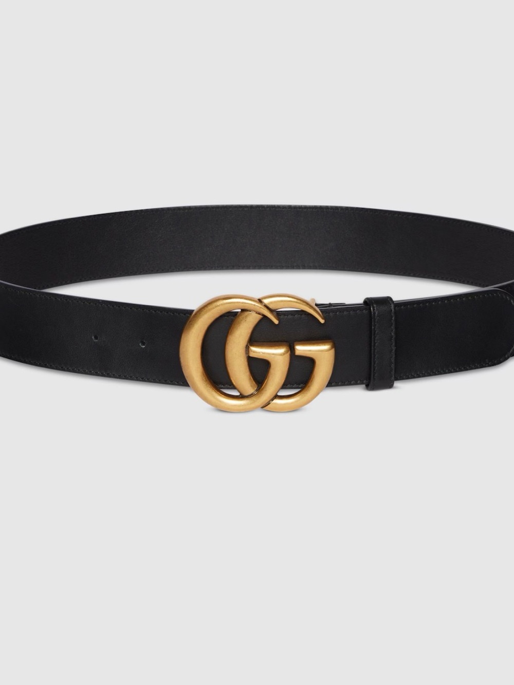 Gucci Black Leather Belt with Gold Double G Buckle